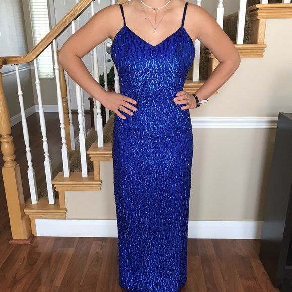Vintage Dresses & Skirts - Vintage 100% Silk Sequins Formal Dress